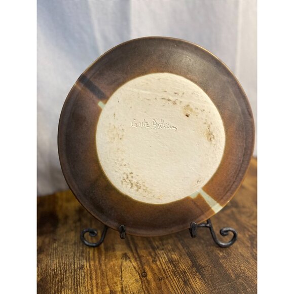 Handmade Ceramic Plate 10" By Corle Atiken With Mayco Black Walnut Glaze & Yello - Picture 4 of 6